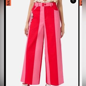 Dangerfield Pink and Red Wide Leg Stripe Pants